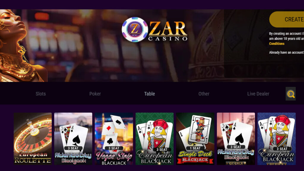 Zar Casino table games