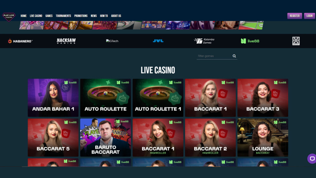 PlayLive Casino also has a live dealer lobby