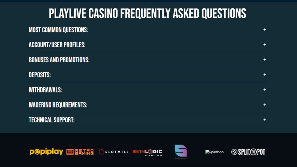 customer support service of PlayLive Casino