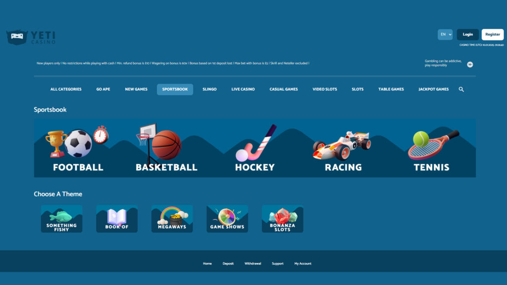 yeti sport betting casino